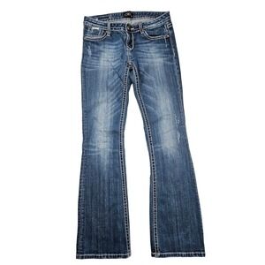 ReRock for Express Womens Thick Stitch Boot Distressed Jeans Size 4R Embroidered